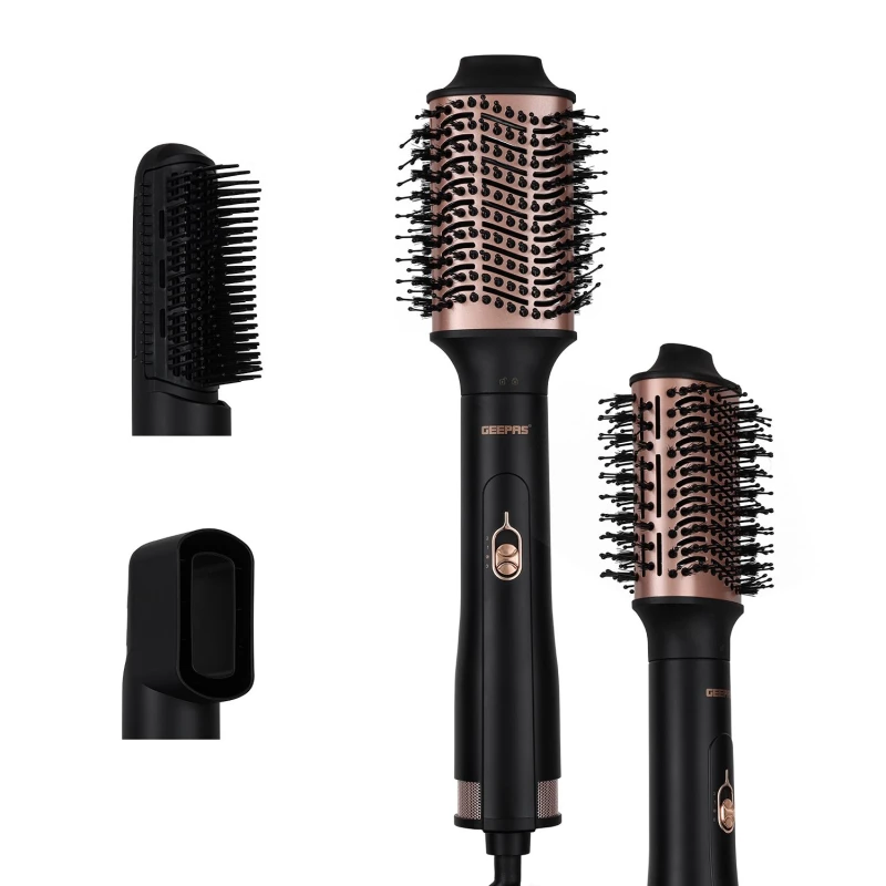 Image of Geepas 3-in-1 Hot Air Styler 1200W Hair Dryer Brush with Ionic Function in Black Unisex