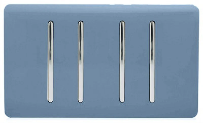Image of Trendiswitch Trendi Artistic Modern Glossy 4 Gang 2 Way Rocker Double Plate Tactile Light Switch Sky