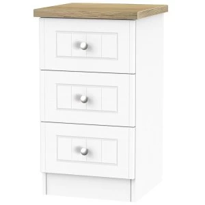 Image of Robert Dyas Wilcox Ready Assembled 3-Drawer Bedside Table - Porcelain Ash