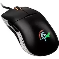 image of Ducky Feather Black and White Omron D2FC-F-K 60M RGB Lightweight USB Optical Gaming Mouse (DMFE20O-O