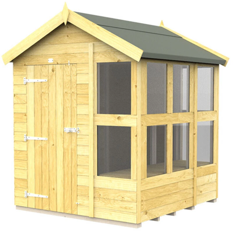 Image of Flat Pack Sheds DIY Sheds 6 x 6 Apex Potting Shed, Brown 6X6APSFF