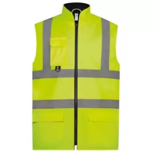 Image of Yoko Adults Unisex Hi-Vis Padded Bodywarmer (2XL) (Yellow) - Yellow