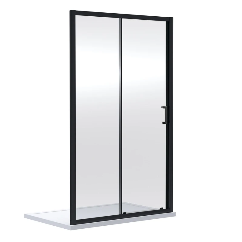 Image of nuie Rene 1900 x 1400mm Sliding Shower Door - Black SMSL14BP-E6