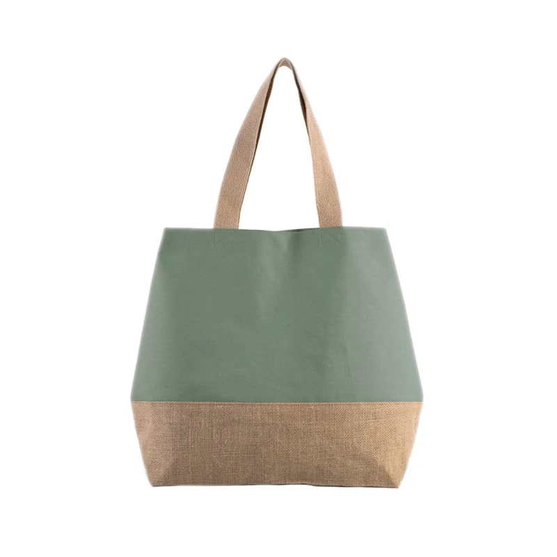 Image of Kimood Kimood Canvas And Jute Shopper Bag in Dark Green Dark Green One Size Unisex 5059444680649