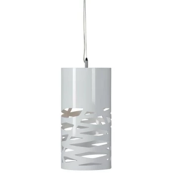 image of Linea Verdace Lighting - Linea Verdace Bamboo Cylindrical Pendant Ceiling Light White