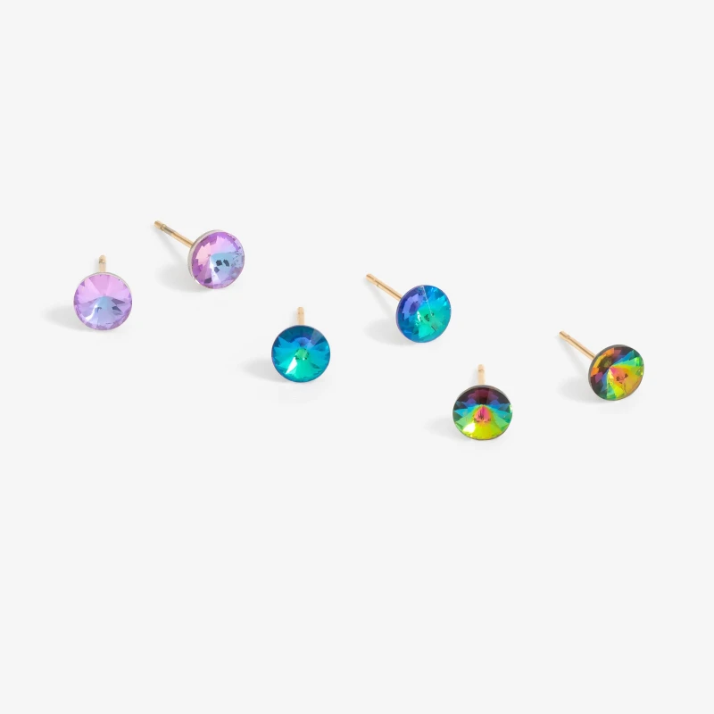 Image of Jon Richard Stud Earrings - Pack of 3 Gold female
