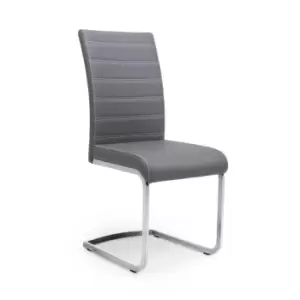 image of 2 x Shankar Callisto Leather Effect Grey Dining Chairs