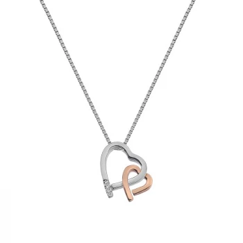 Image of Hot Diamonds Silver & Rose Gold Double Heart Pendant