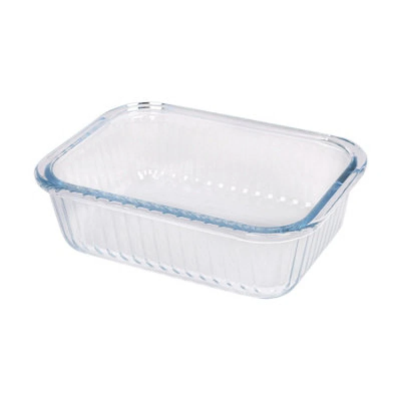 Image of Argon Tableware Optical Rectangular Glass Cake Dish - 20Cm X 15Cm