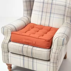 Image of HOMESCAPES Terracotta Cotton Armchair Booster Cushion - Orange