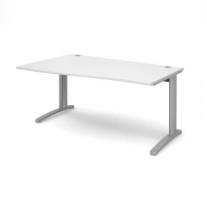 Image of TR10 Left Hand Wave Desk 1600mm - Silver Frame White Top