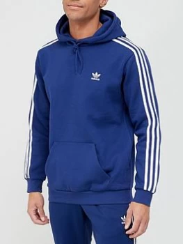 Image of adidas Originals 3-Stripe Pullover Hoodie - , Blue, Size L, Men