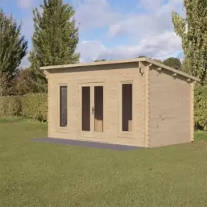 Image of Forest Elmley 5.0m x 3.0m Log Cabin Double Glazed 24kg Polyester Felt, No Underlay