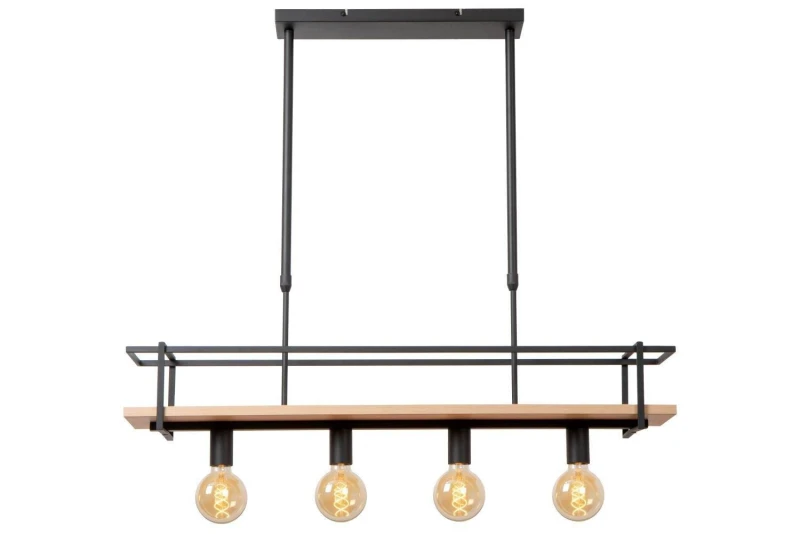 Image of Lucide 'MILONGA' Dimmable Stylish Scandinavian Hanging Pendant Light 4xE27 Black