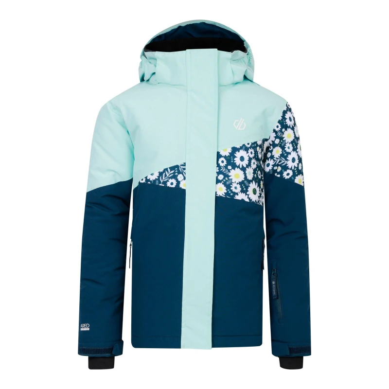 Image of Dare 2B Girls Humour III Waterproof Breathable Ski Jacket 13 Years - Chest 79-83cm (Height 152-158cm) Moonlight Denim/Moonlight Denim Daisy Print DKP4