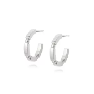 Image of Daisy London Jewellery 925 Sterling Silver Stacked Chunky Midi Hoops Sterling Silver