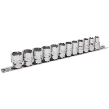 Image of Sealey 12 Piece 3/8" Drive Lock On Hexagon Socket Set 3/8"