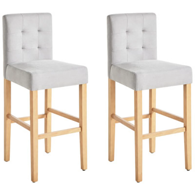 Image of Beliani Set Of 2 Bar Chairs Madison Grey