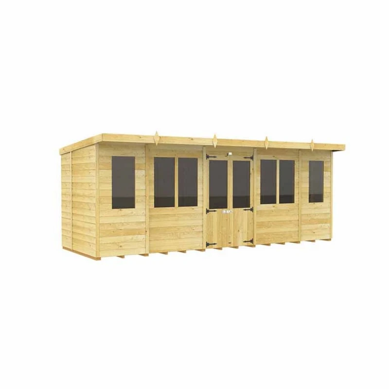 Image of Buttercup Farm 18ft x 5ft Pent Summer House - Wood - L147 x W533 x H201cm in Brown Brown Unisex