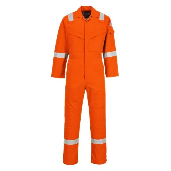 image of Biz Flame Mens Flame Resistant Super Lightweight Antistatic Coverall FR21ORR5XL Colour: Orange