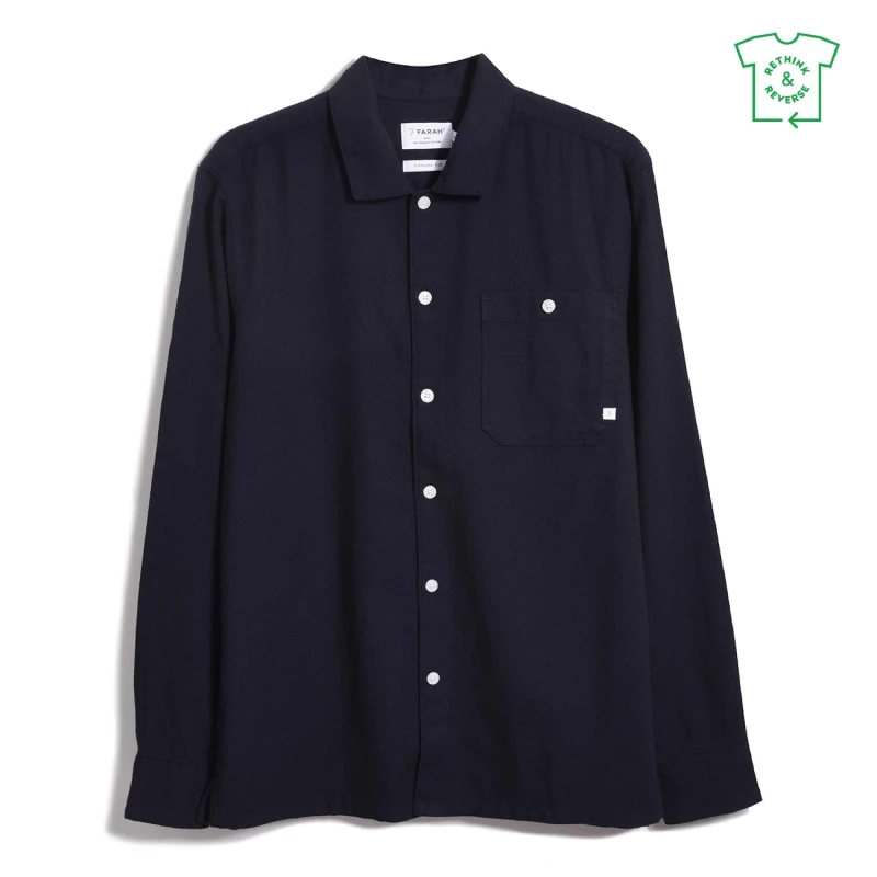 Image of Farah Campbell Long Sleeve Shirt Collar - Purple Purple XS
