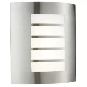 Image of IP44 Outdoor Wall Light Brushed Steel & Diffuser 7W Warm White LED Porch Lamp