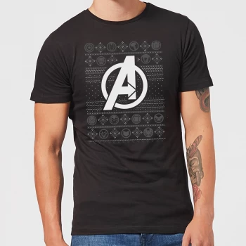 Image of Marvel Avengers Logo Mens Christmas T-Shirt - Black - 3XL - Black