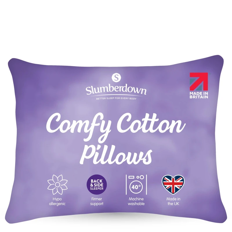 Image of Slumberdown Cotton Firm Support Pillows Pillows 4 Pack White 85981101000