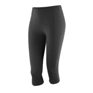 image of Spiro Womens/Ladies Impact Softex Breathable Capri Pants (L) (Black)