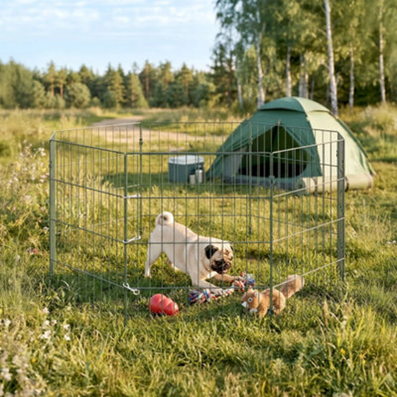 Image of Pawhut 8 Panel Pet Pen, Dog Playpen For Puppies, 60 Cm Height