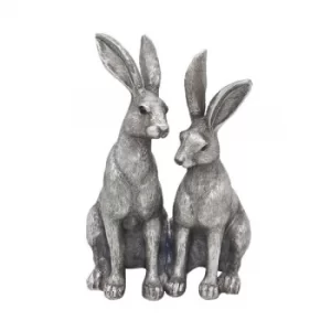 Image of Reflections Silver Twin Hares Figurine by Leonardo
