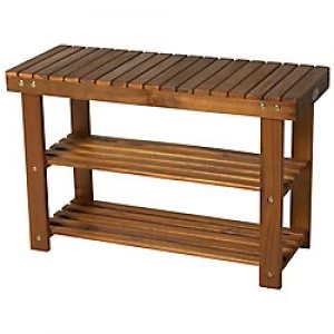 image of HOMCOM Shoe Rack Bench Teak 770 mm x 75mm x 340 mm