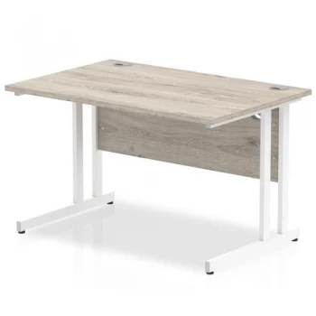 image of Trexus Rectangular Desk White Cantilever Leg 1200x800mm Grey Oak Ref