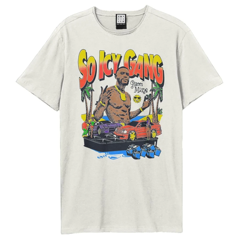 Image of Amplified Amplified Men So Icy Gang Gucci Mane T-Shirt in White Size: X-Small White XS Male 5063574718295