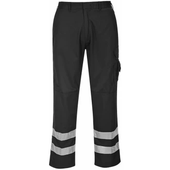 Image of S917 - Black Sz L Regular Leg Iona Safety Combat Work Trousers HI-Vis - Portwest