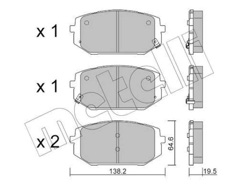 Image of METELLI Brake pad set METELLI 22-1361-0