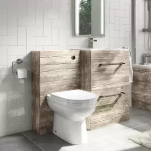 image of 1100mm Wood Effect Toilet and Sink Unit with Round Toilet - Ashford