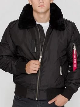 image of Alpha Industries Injector Iii Bomber Jacket With Tonal Faux Fur Trim - Black