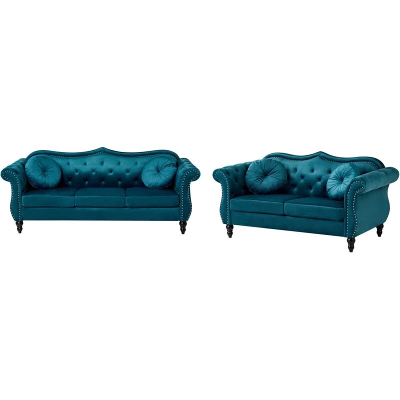 Image of Beliani Living Room Set 5 Seater Skien Velvet Teal