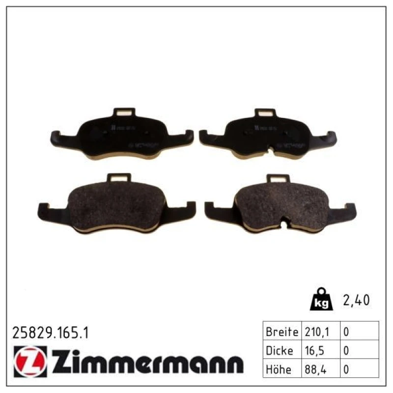 Image of ZIMMERMANN Brake pad set ZIMMERMANN 25829.165.1