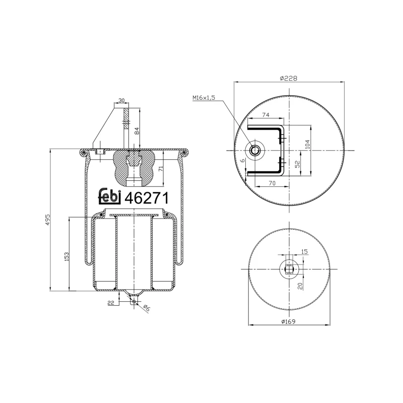 Image of FEBI BILSTEIN 46271 Boot, air suspension Rear Axle Boot,air suspension (324)