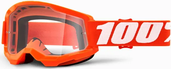 Image of 100% Strata 2 Clear Motocross Goggles, white-orange
