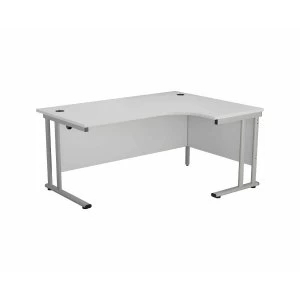 Image of TC Office Start Silver Cantilever Frame Right Hand Crescent Desk 1600x1200mm, White