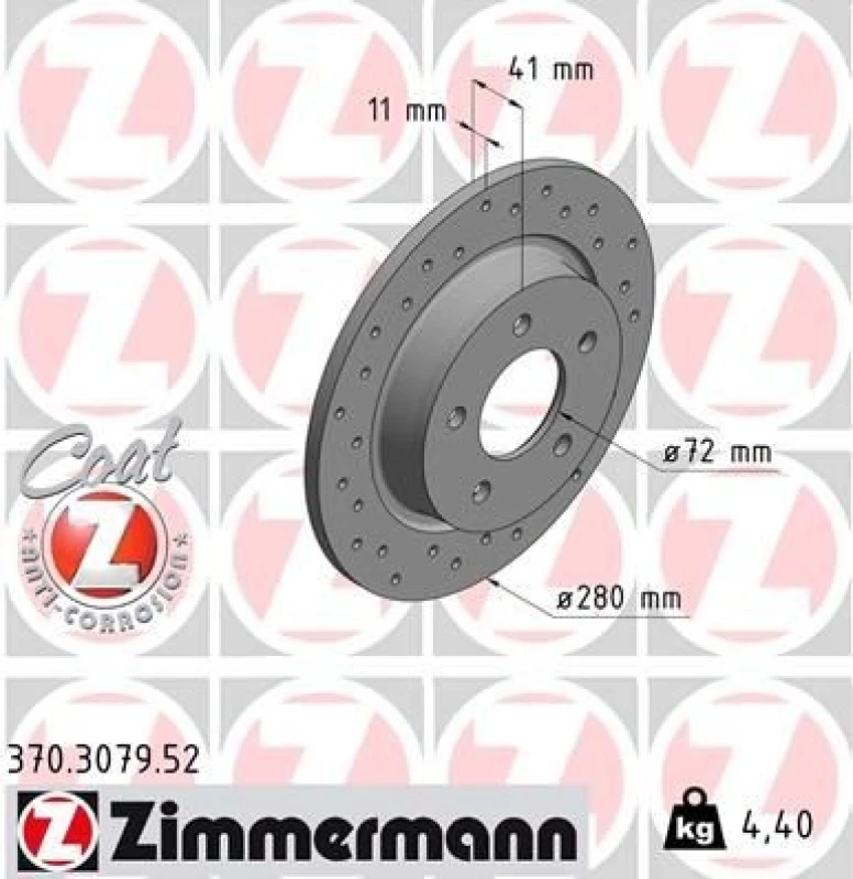 Image of ZIMMERMANN Brake disc ZIMMERMANN 370.3079.52