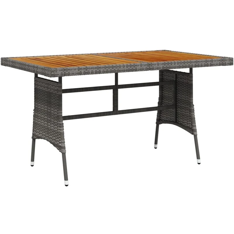 Image of VIDAXL Garden Table Grey 130x70x72cm Poly Rattan & Solid Acacia Wood vidaXL 8720286854075