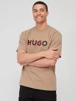 Image of HUGO Dakaishi Relaxed Fit T-Shirt - Brown, Size 2XL, Men