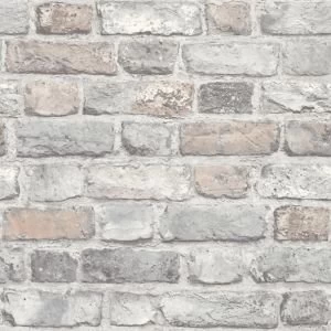 Image of Grandeco Country brick Rose Faux wall Embossed Wallpaper