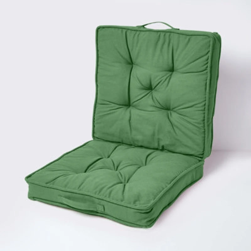 Image of Homescapes Cotton Travel Support Booster Cushion Dark Green