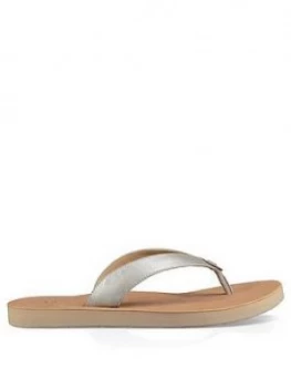 Image of UGG Tawney Metallic Flip Flop Shoes - Silver, Size 8, Women