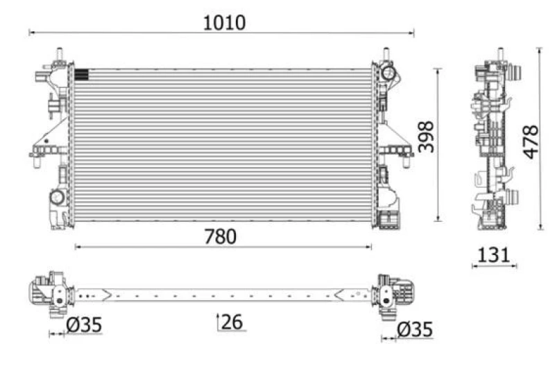 Image of MAHLE CR 2631 000P Engine radiator Aluminium, Brazed cooling fins Radiator,engine cooling (470)